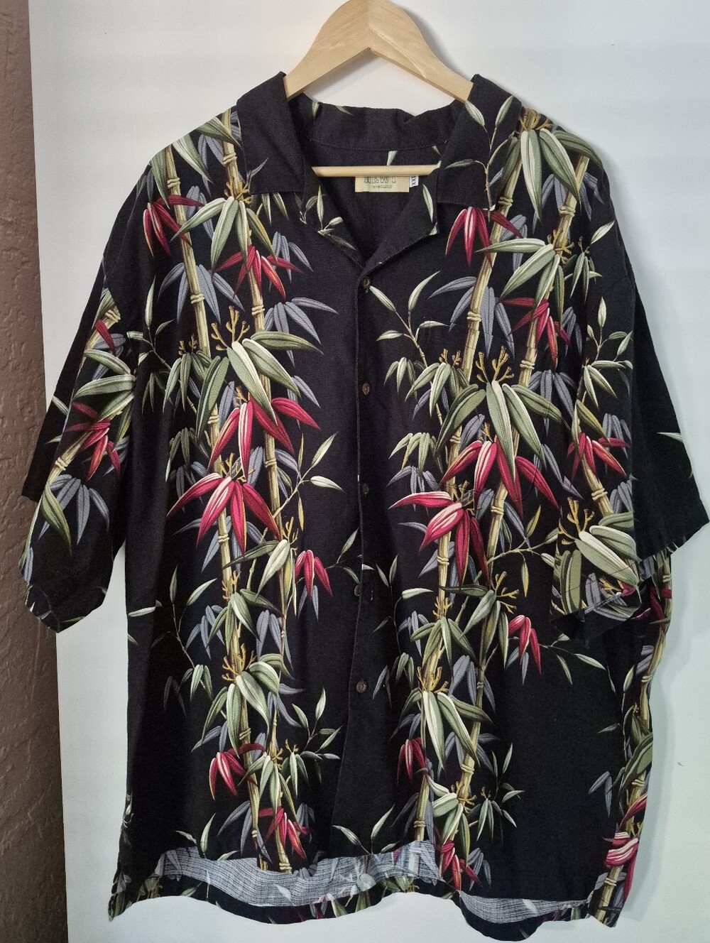 Black Tropical Print Short Sleeve Shirt XXL
